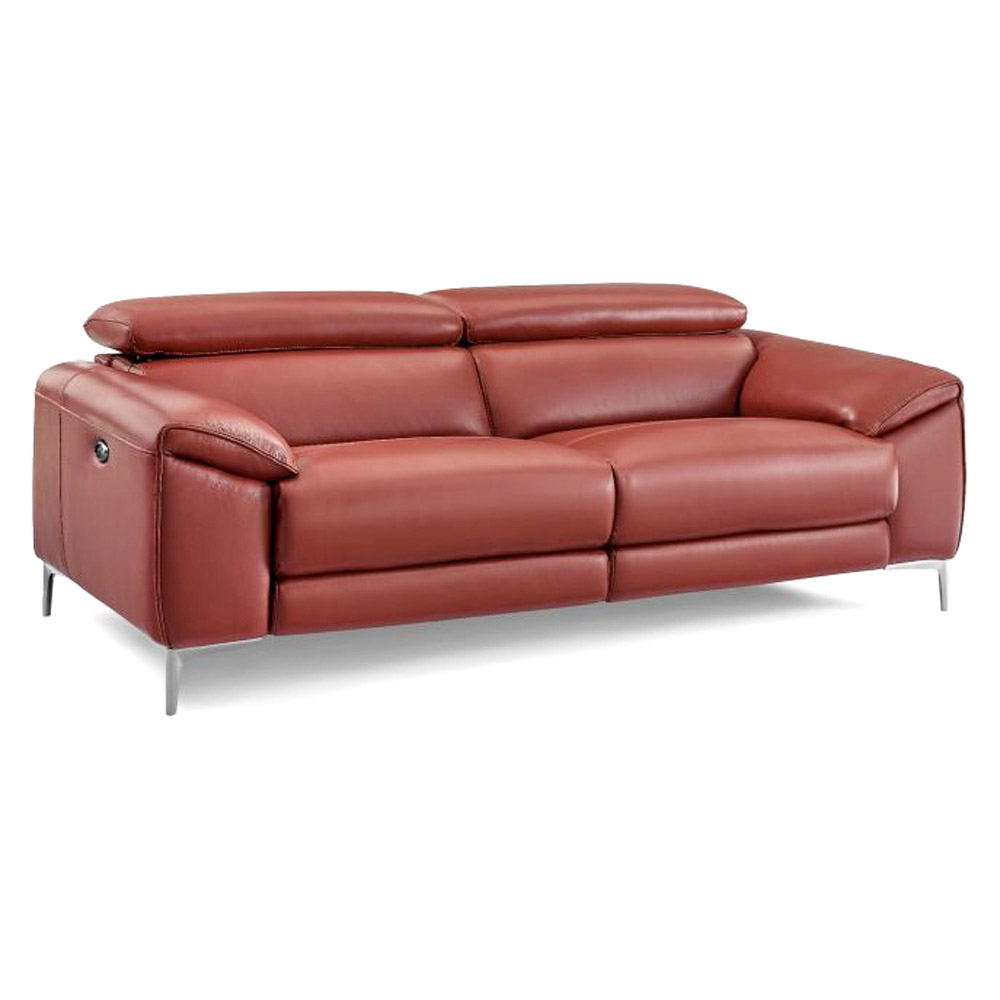 Creative Lucca Sofa with Power Recliners - Rustic Red, Leather