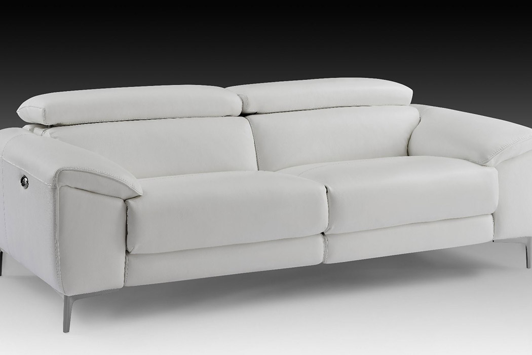 Creative Lucca Sofa with Power Recliners - Snow White, Leather