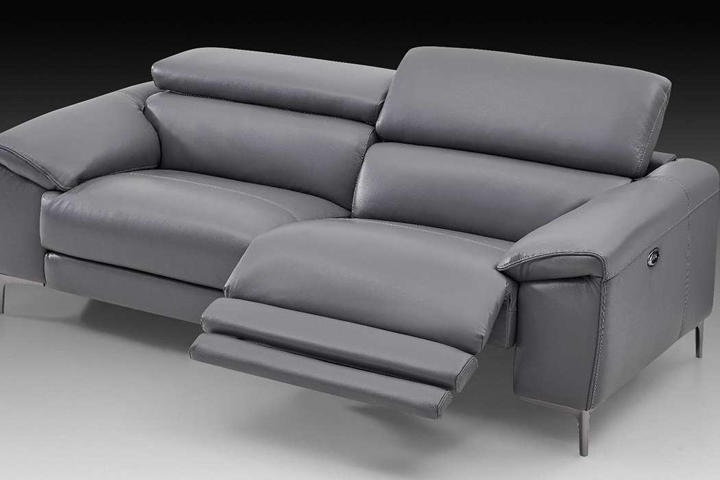 Creative Lucca Sofa with Power Recliners - Steel Gray, Leather