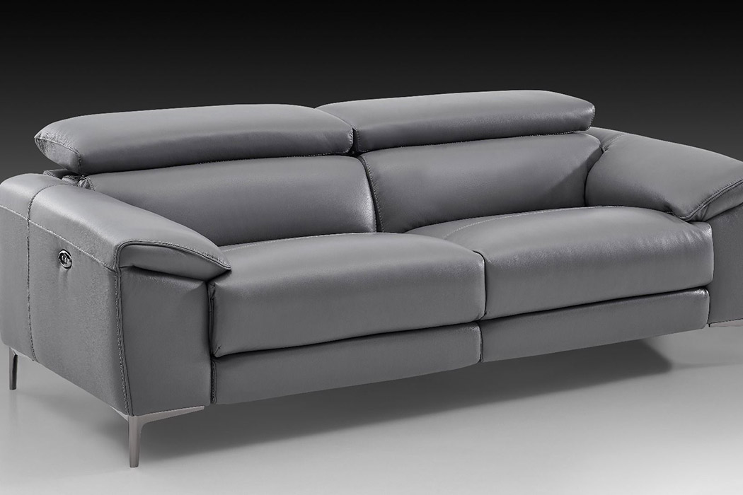 Creative Lucca Sofa with Power Recliners - Steel Gray, Leather