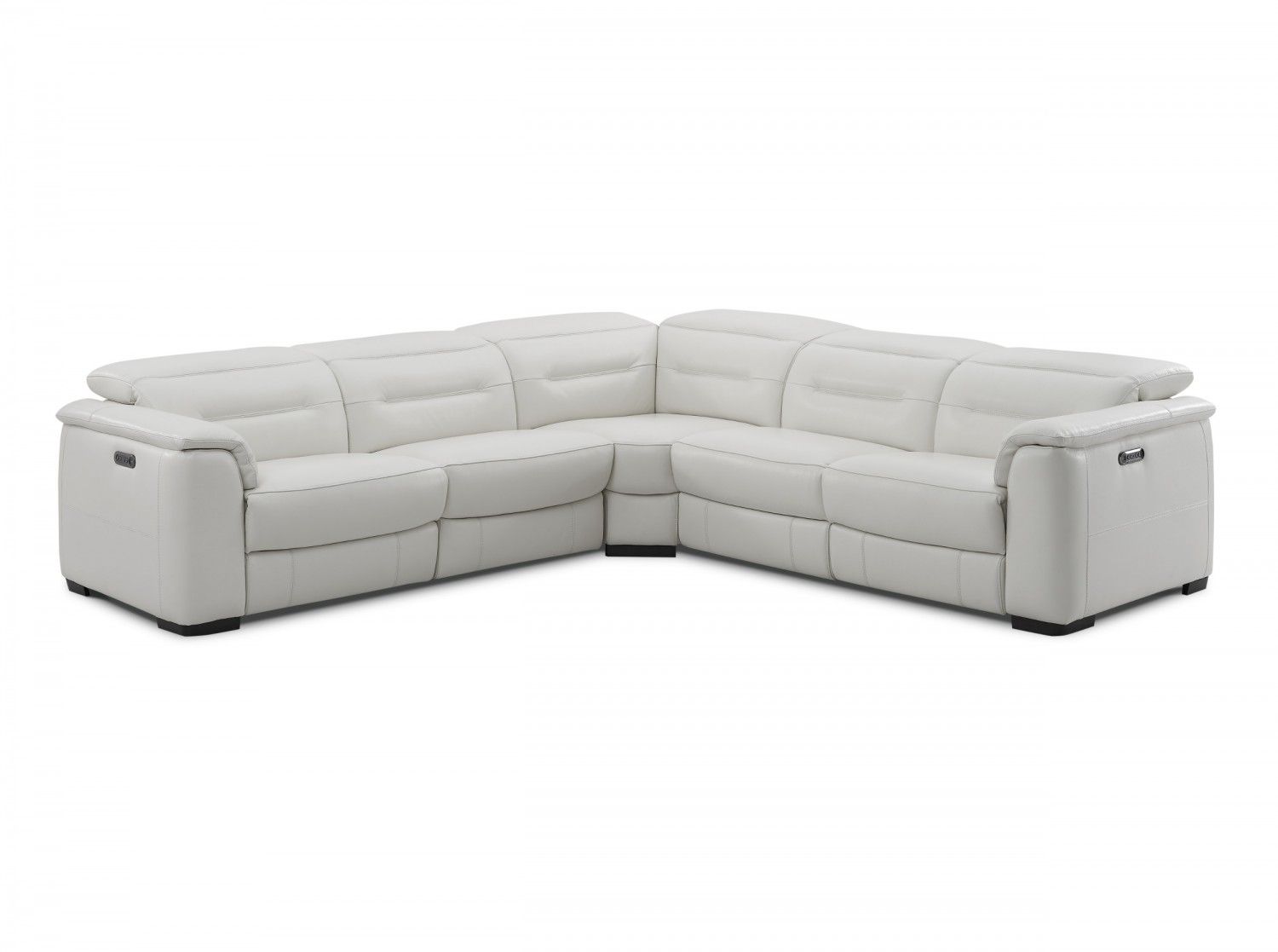 Creative Rossi Sectional with Power Recliners - Alabaster, Leather