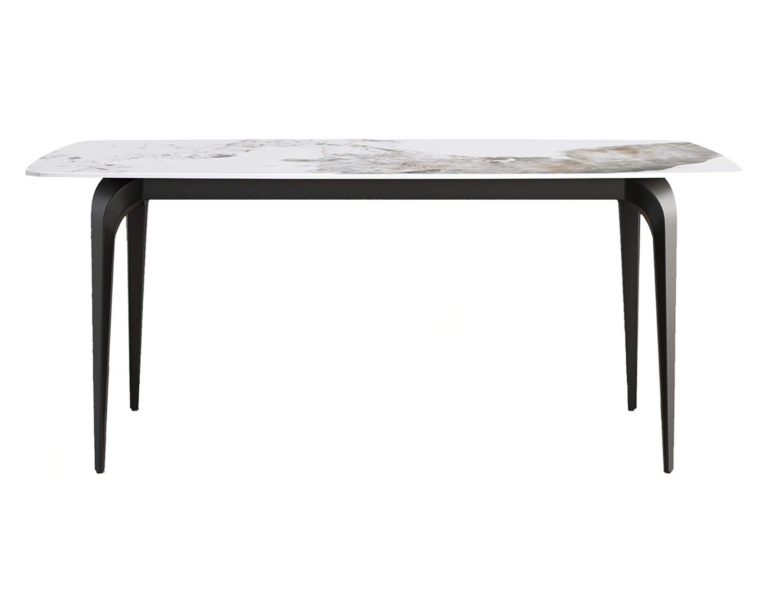 Crenus Sicilia Curved Rectangular Dining Table - Pandora/Black, 70.87''