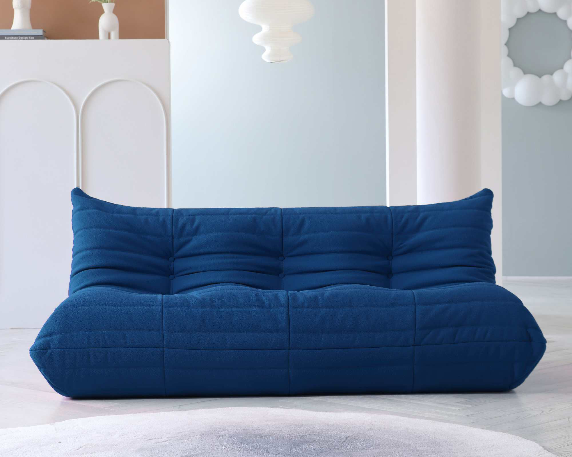 Crenus Caterpillar 68.9" 3 Seater Floor Sofa - Blue