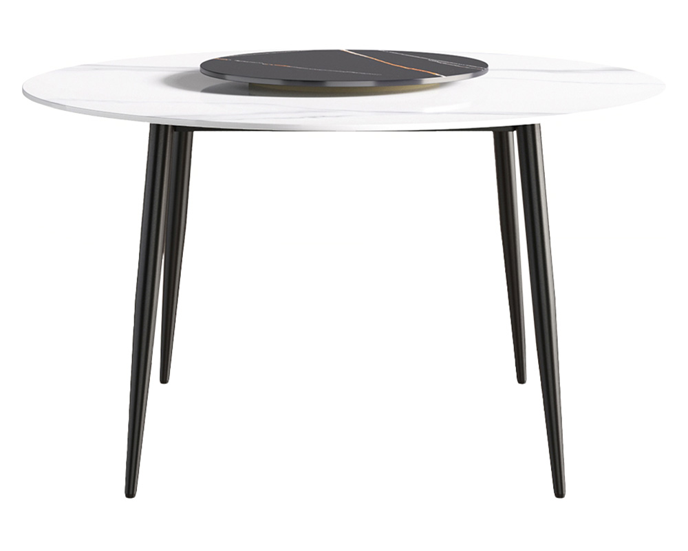 Crenus - Round Dining Table with Black Lazy Susan