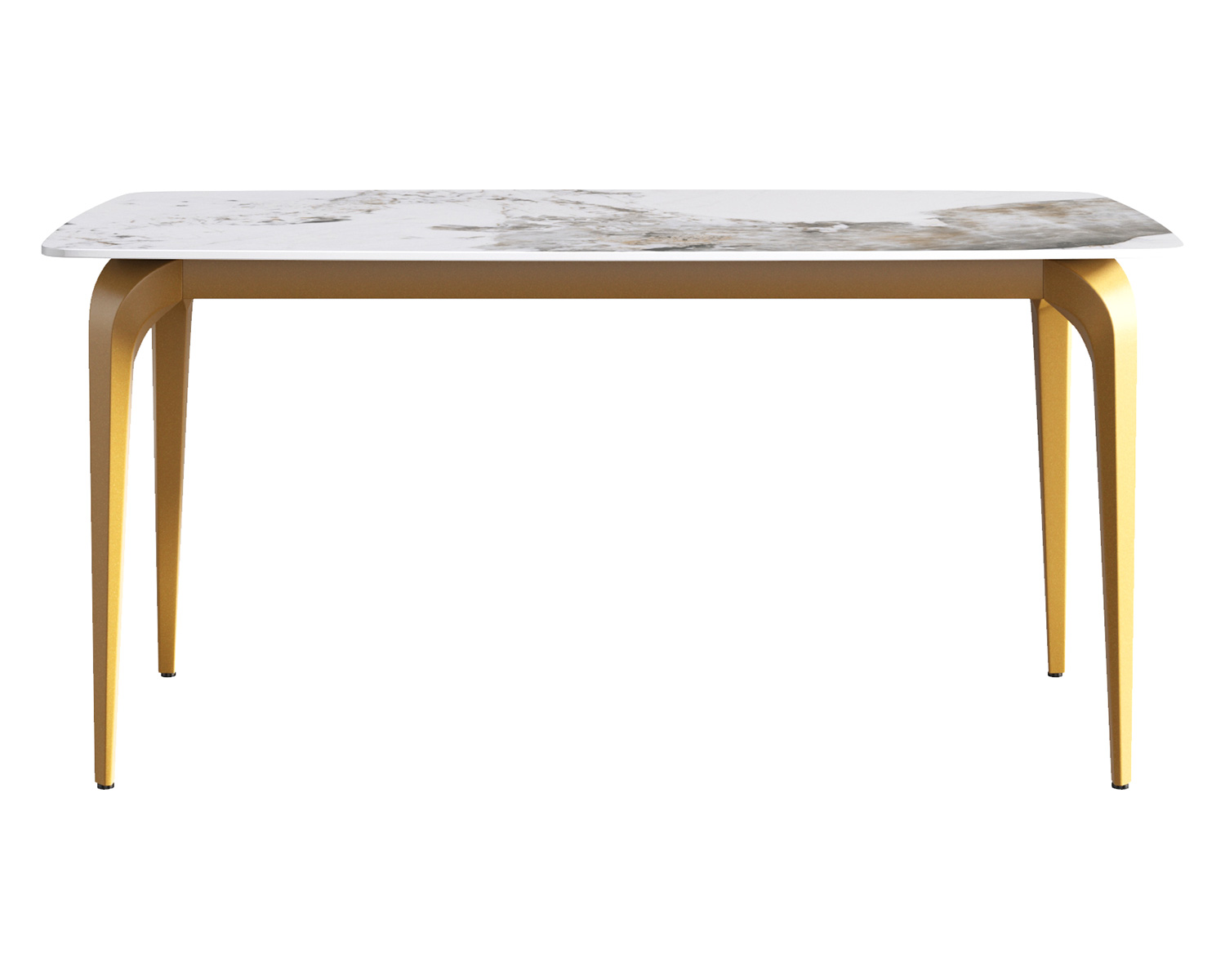 Crenus Sicilia Curved Rectangular Dining Table - White/Gold, 63"