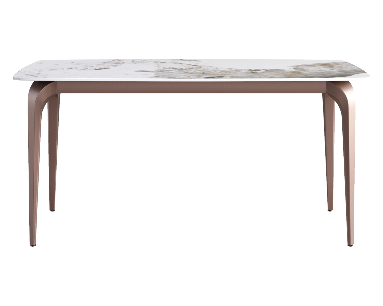 Crenus Sicilia Curved Rectangular Dining Table - White/Gold, 63"