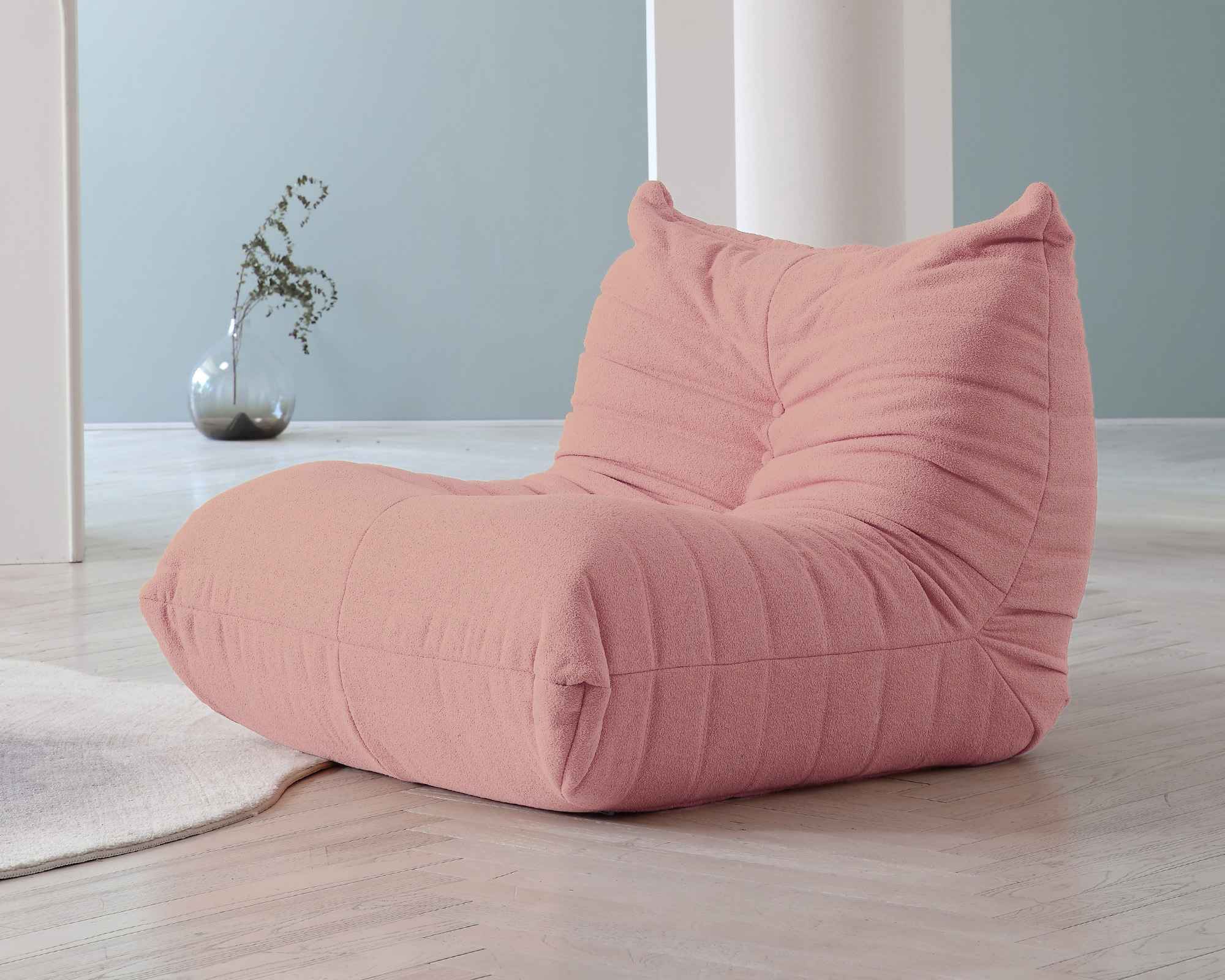 Crenus 34.25" Caterpillar Sofa Chair - Pink, Teddy Velvet