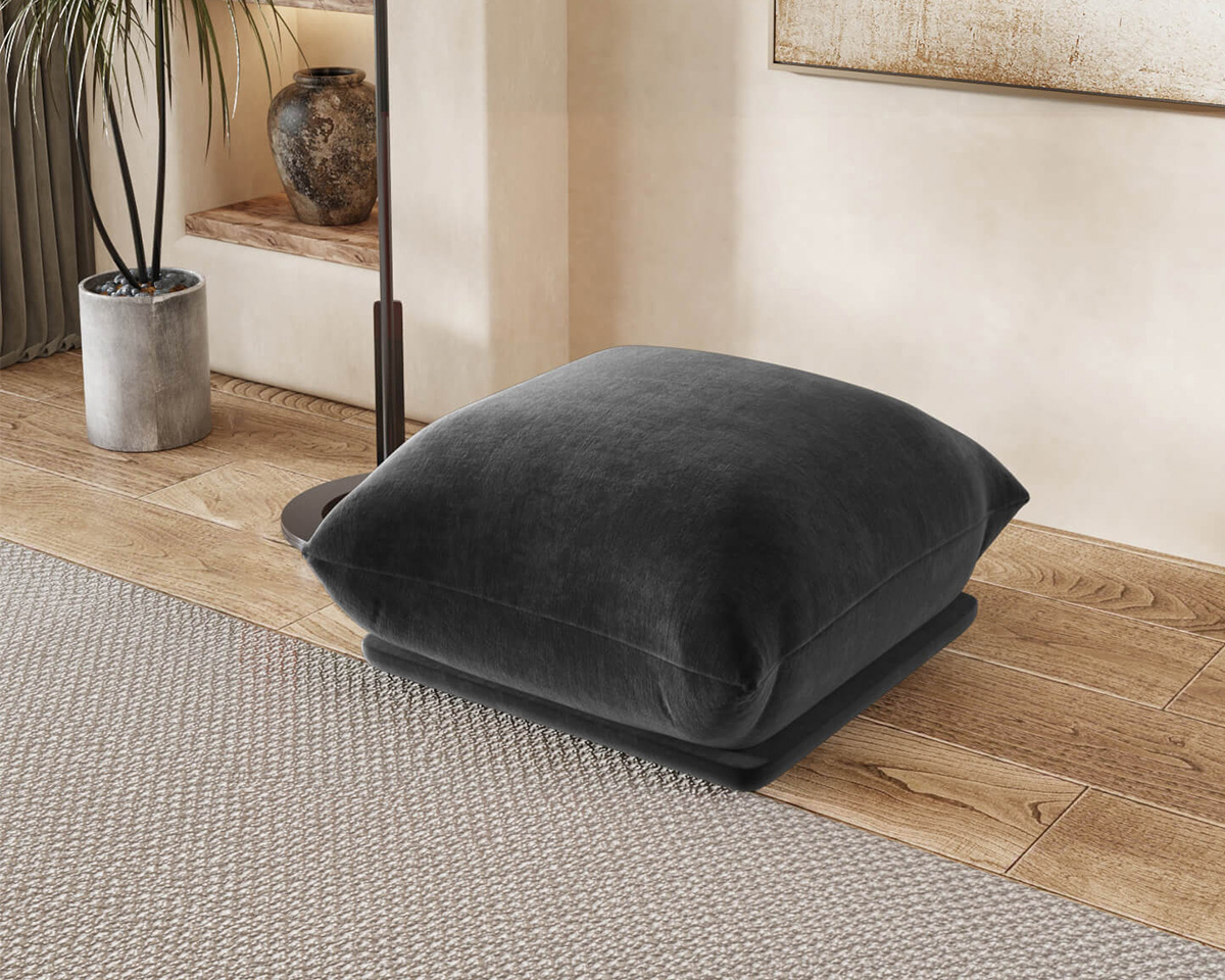 Crenus Sereno Ottoman for Sectional Sofa - Black, Chenille