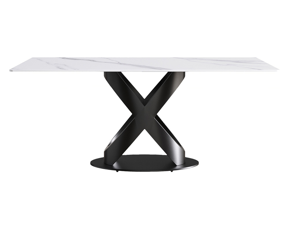 Crenus Basalto Rectangular Dining Table - White/Black, 63"