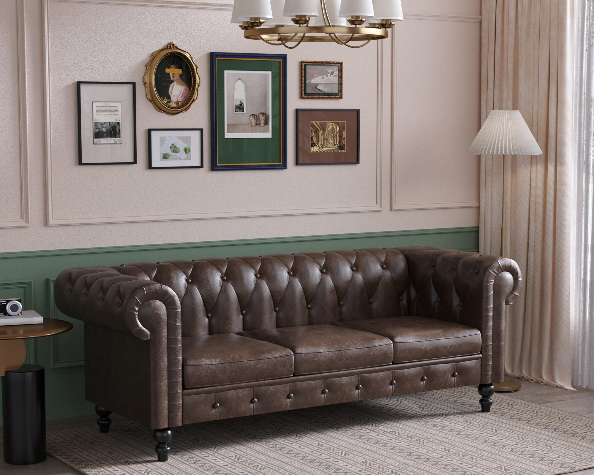 Crenus - Chesterfield PU Leather Sofa