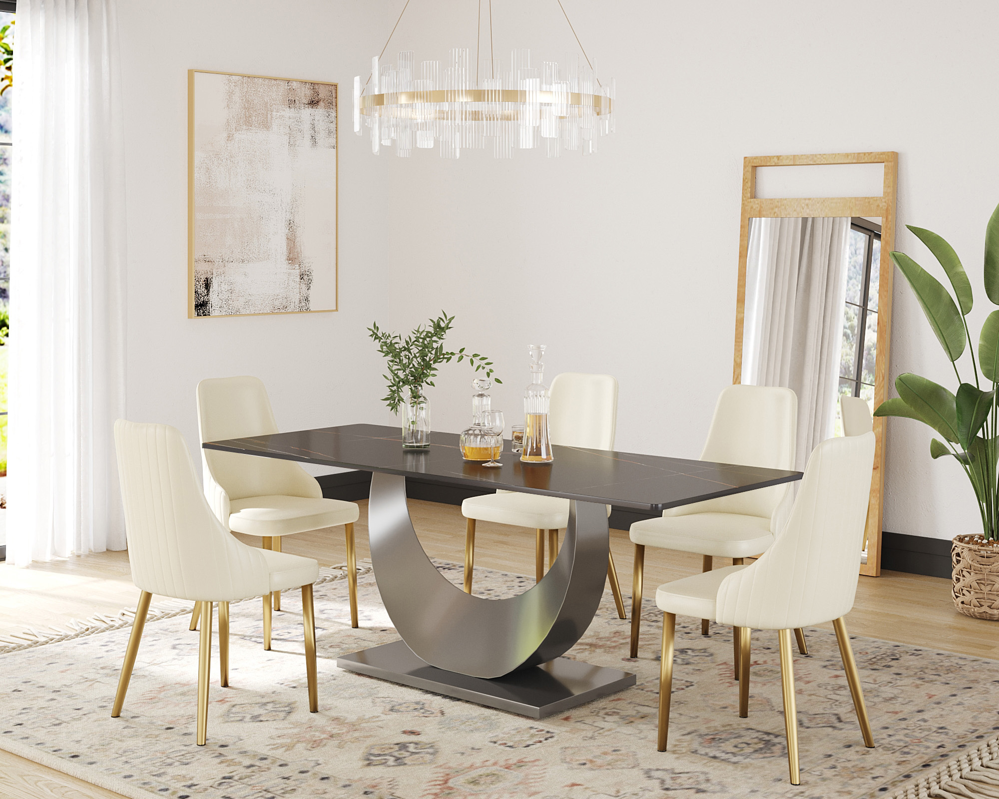 Crenus - Mezzaluna Rectangular Dining Table