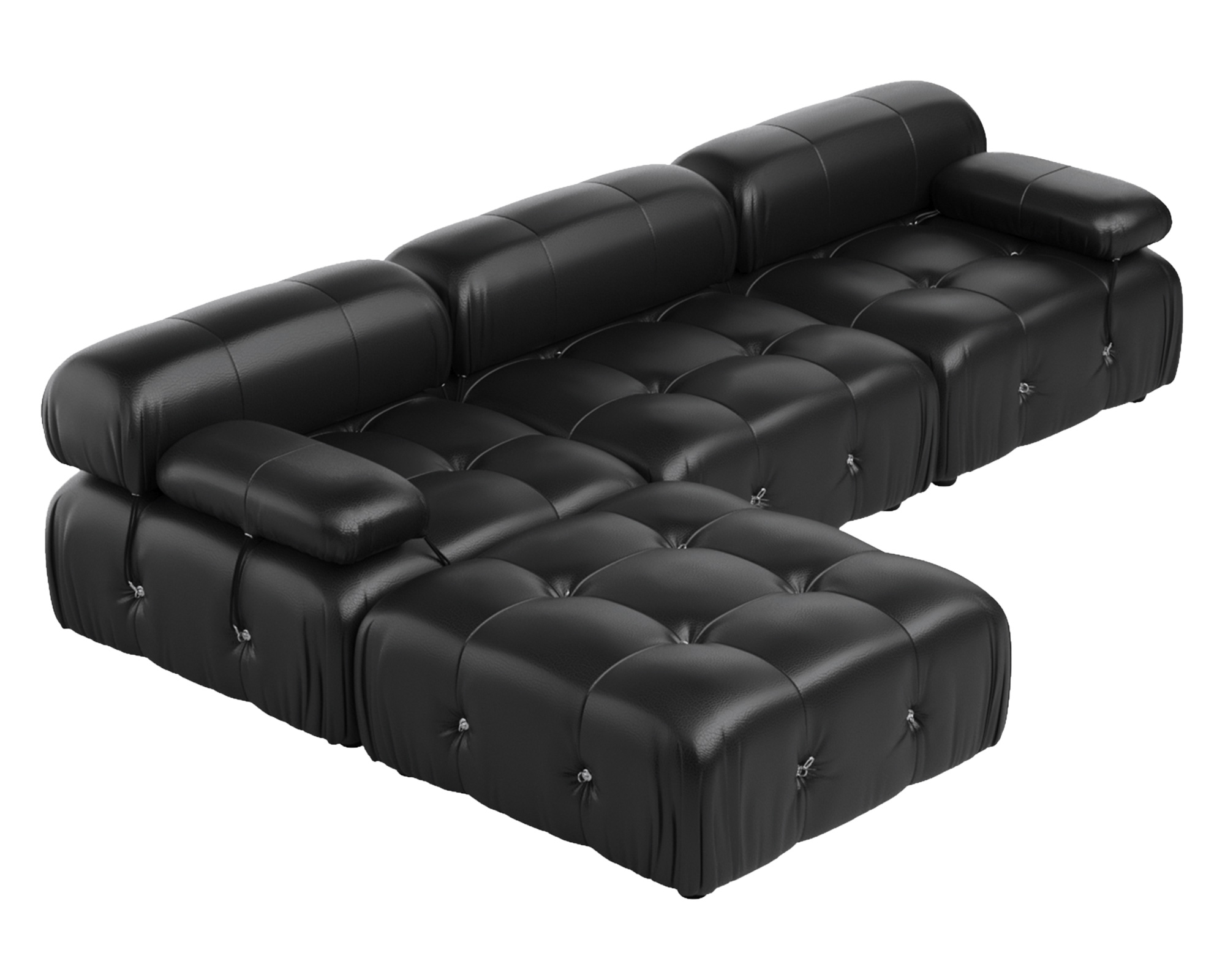 Crenus - Lusso 103.95" 3-Seater Leather Sofa With Ottoman Water Resistant Anti scratch