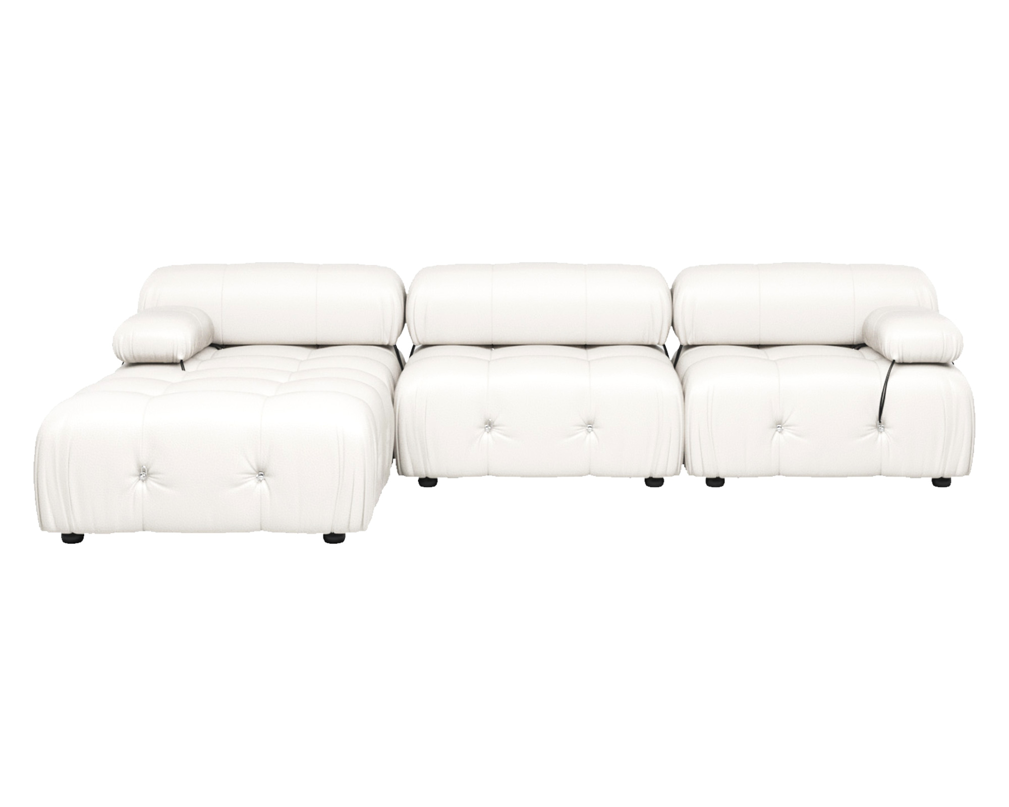 Crenus - Lusso 103.95" 3-Seater Leather Sofa With Ottoman Water Resistant Anti scratch