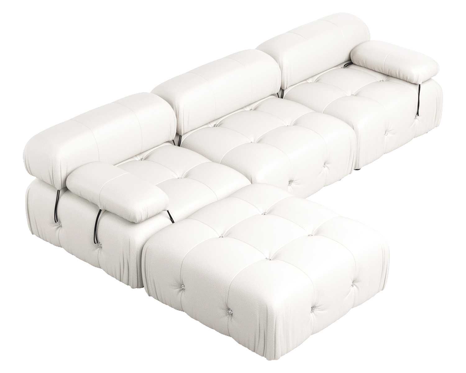 Crenus - Lusso 103.95" 3-Seater Leather Sofa With Ottoman Water Resistant Anti scratch