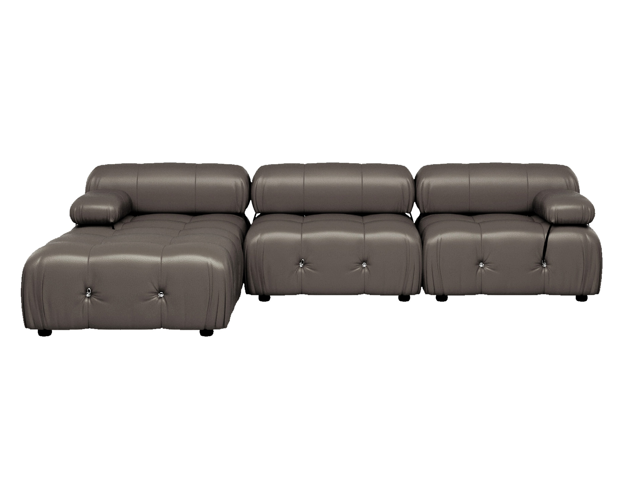 Crenus - Lusso 103.95" 3-Seater Leather Sofa With Ottoman Water Resistant Anti scratch