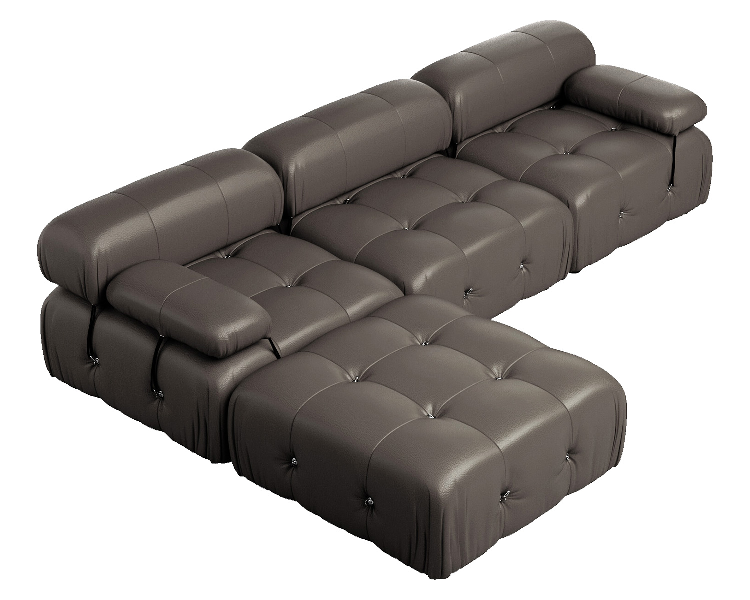 Crenus - Lusso 103.95" 3-Seater Leather Sofa With Ottoman Water Resistant Anti scratch