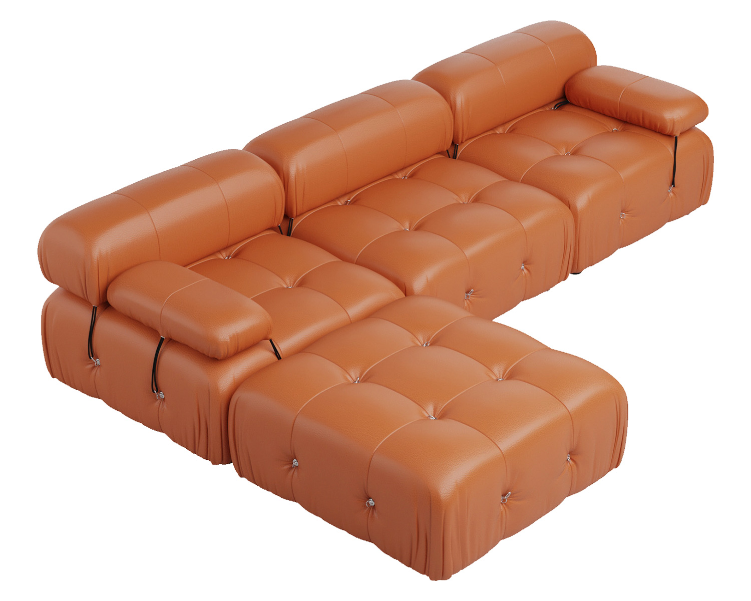 Crenus - Lusso 103.95" 3-Seater Leather Sofa With Ottoman Water Resistant Anti scratch