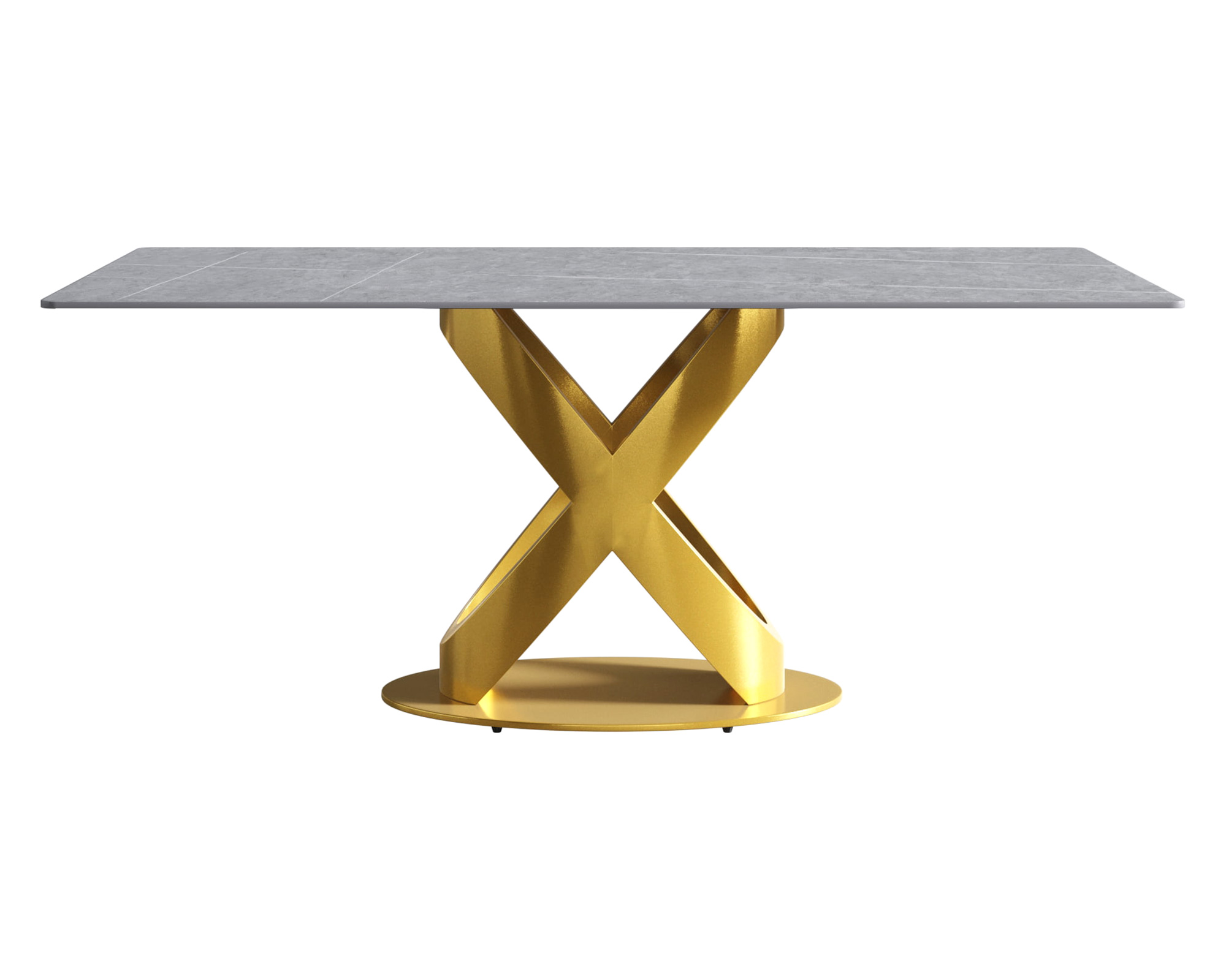 Crenus Basalto Rectangular Dining Table - White/Gold, 63"