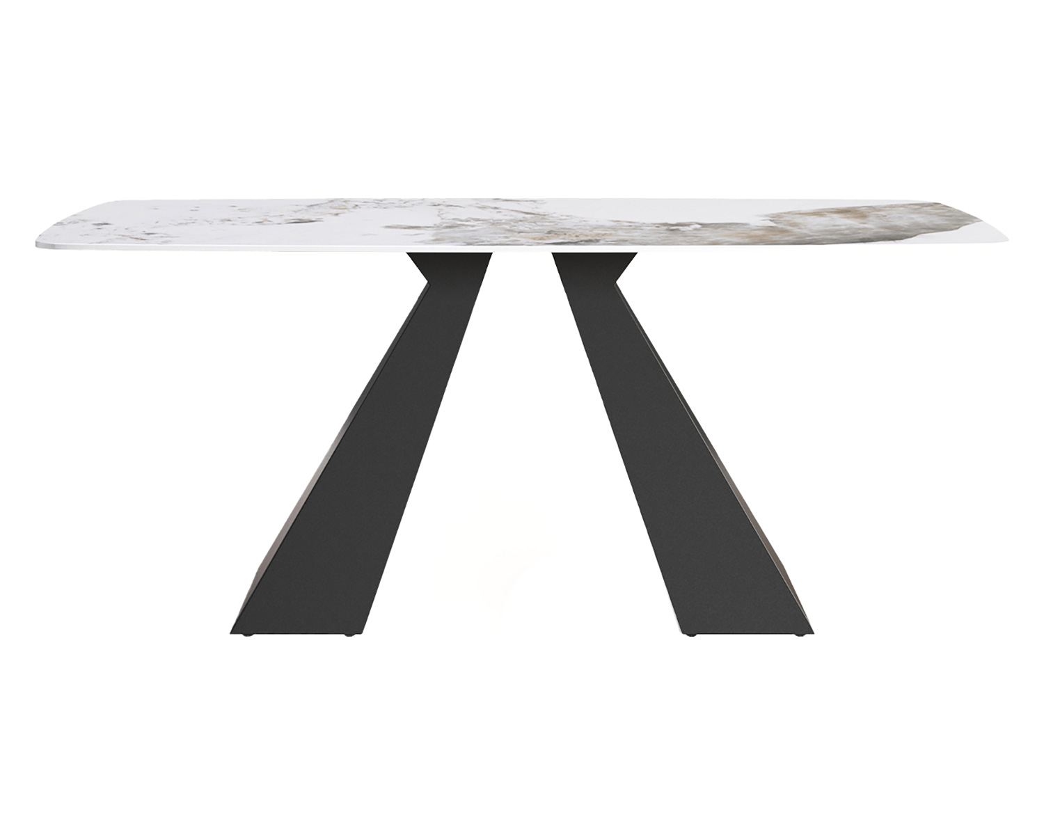 Crenus La Regina Curved Rectangular Dining Table - Black, 70.87''