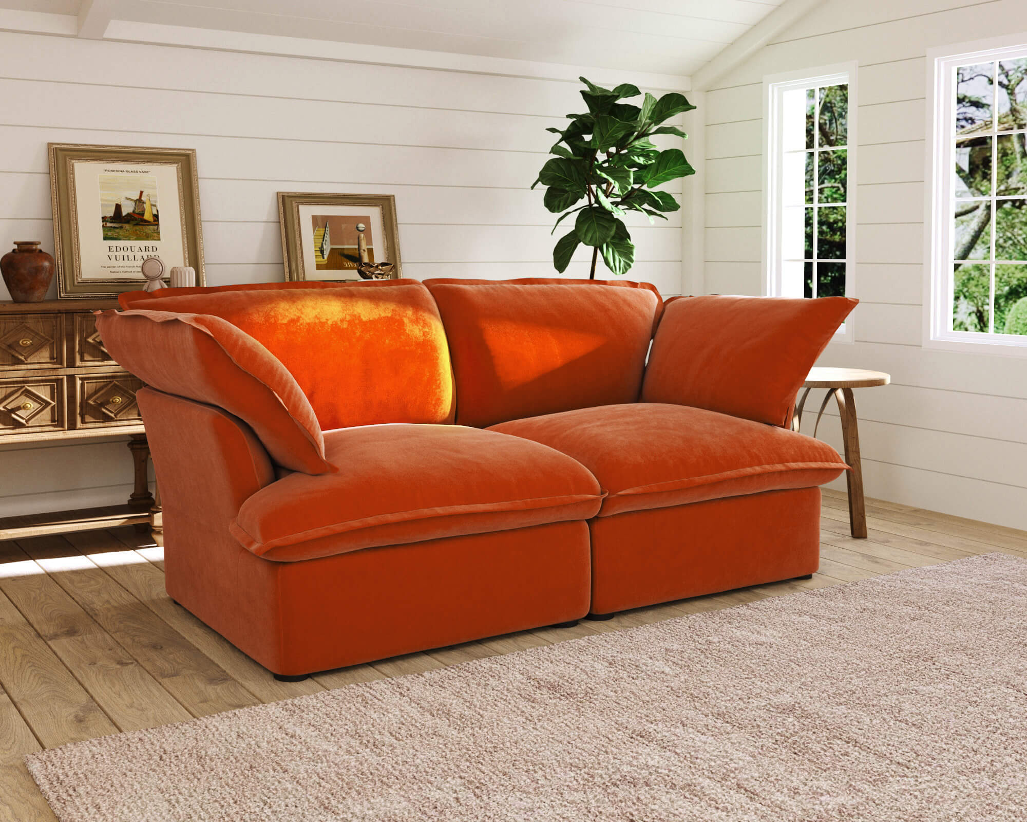 Crenus - Softspot 82.66" Loveseat Couch Sofa Cover