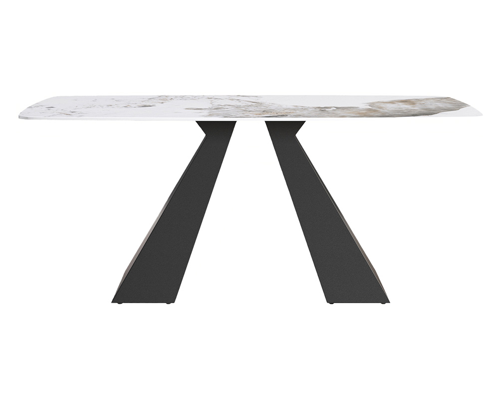 Crenus La Regina Curved Rectangular Dining Table - White/Black, 70.87''