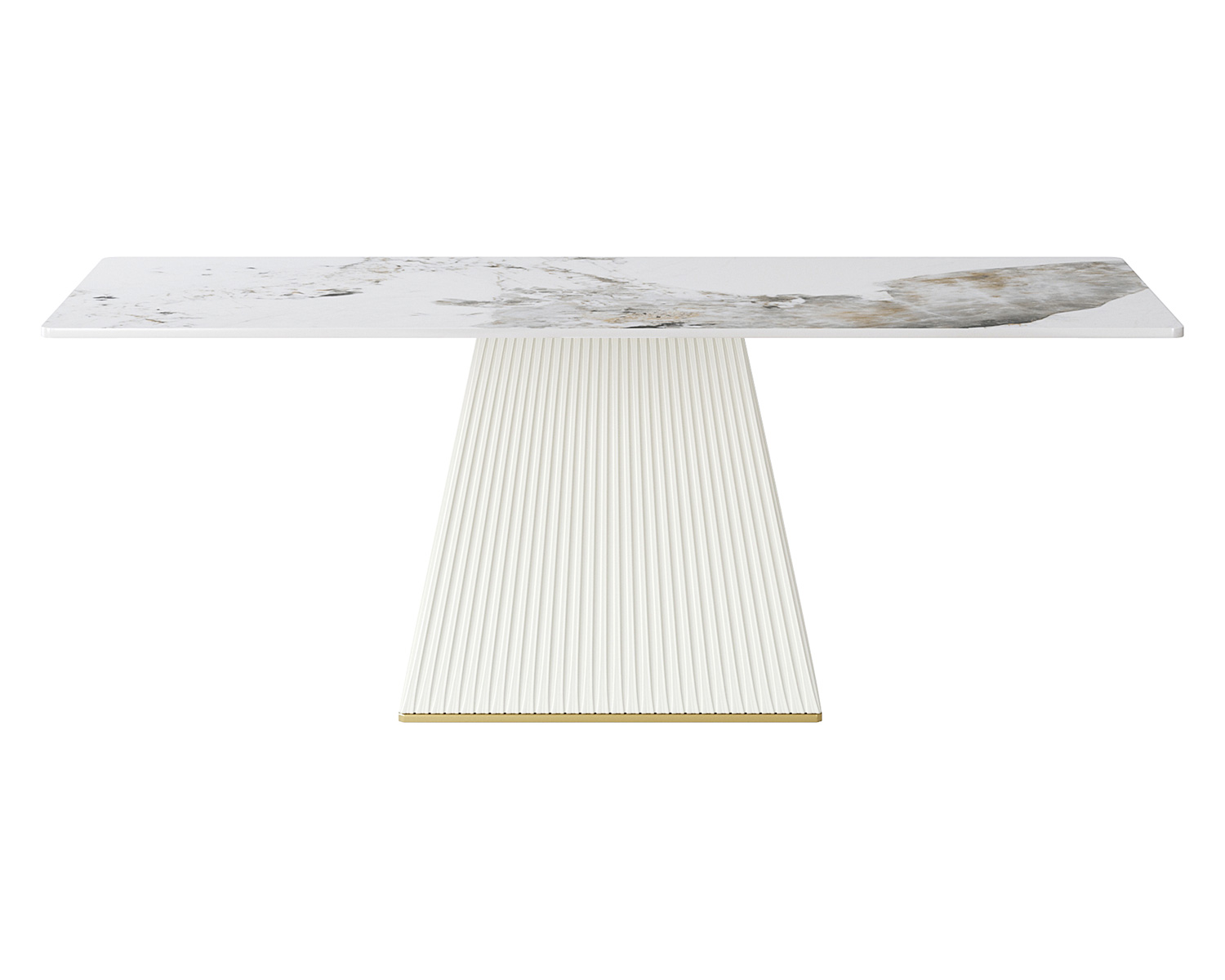 Crenus Luna Rectangular Dining Table - White/Gold