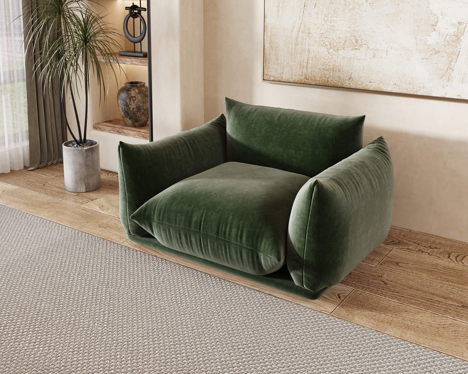 Crenus - Sereno 50.39" Single Armrest Sofa Chenille Floor Sofa