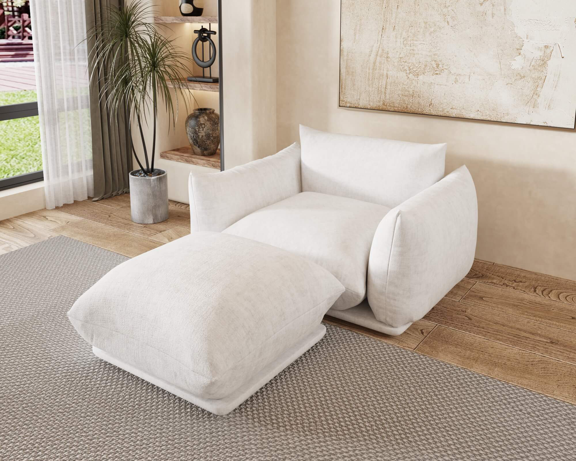 Crenus - Sereno 50.39" Single Armrest Sofa Chenille Floor Sofa