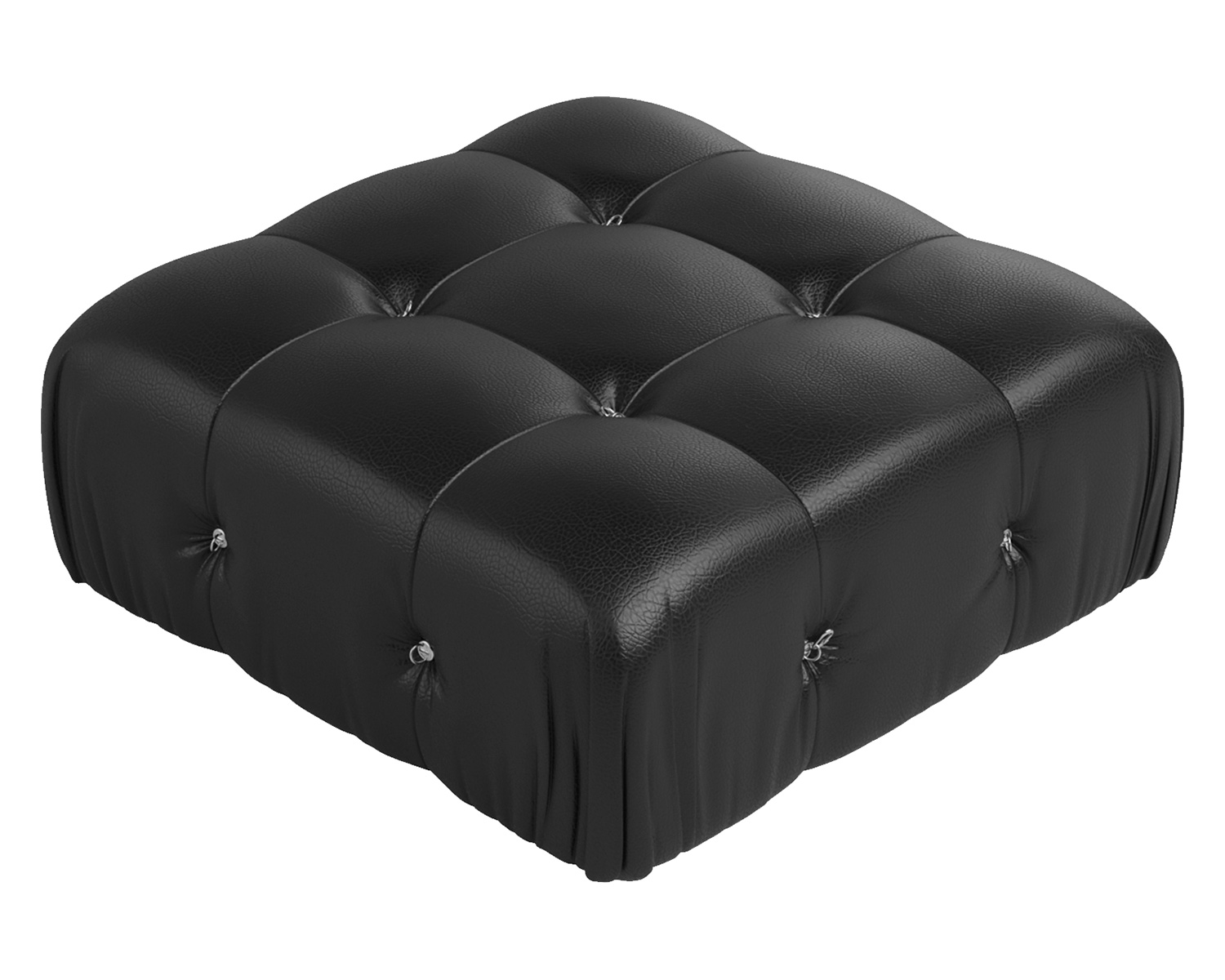 Crenus Lusso 138.60" U-Shaped Leather Sectional Sofa Lounge With 2 Ottomans - Black