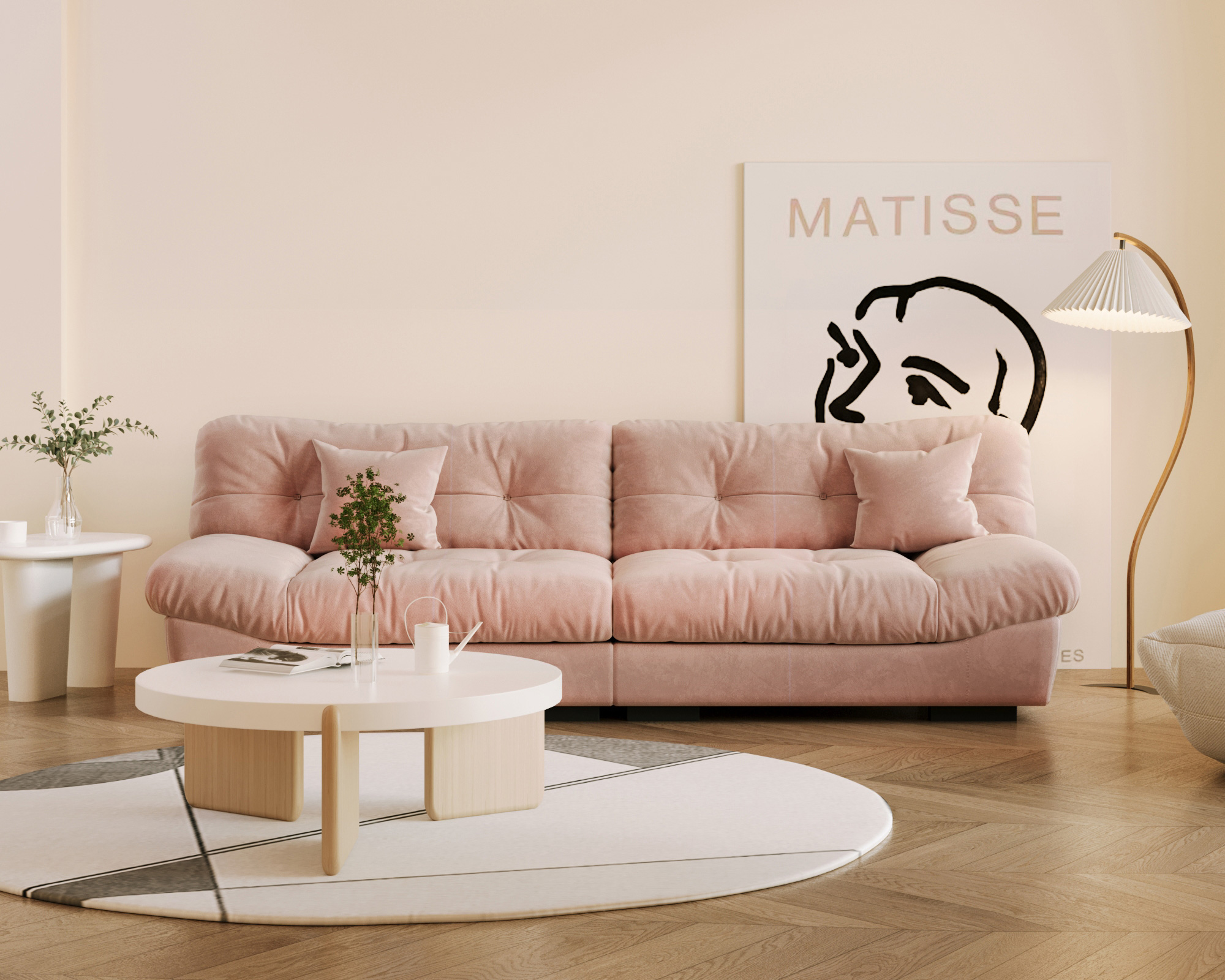 Crenus Soffice Microfiber Suede Pet-friendly Sofa - Pink