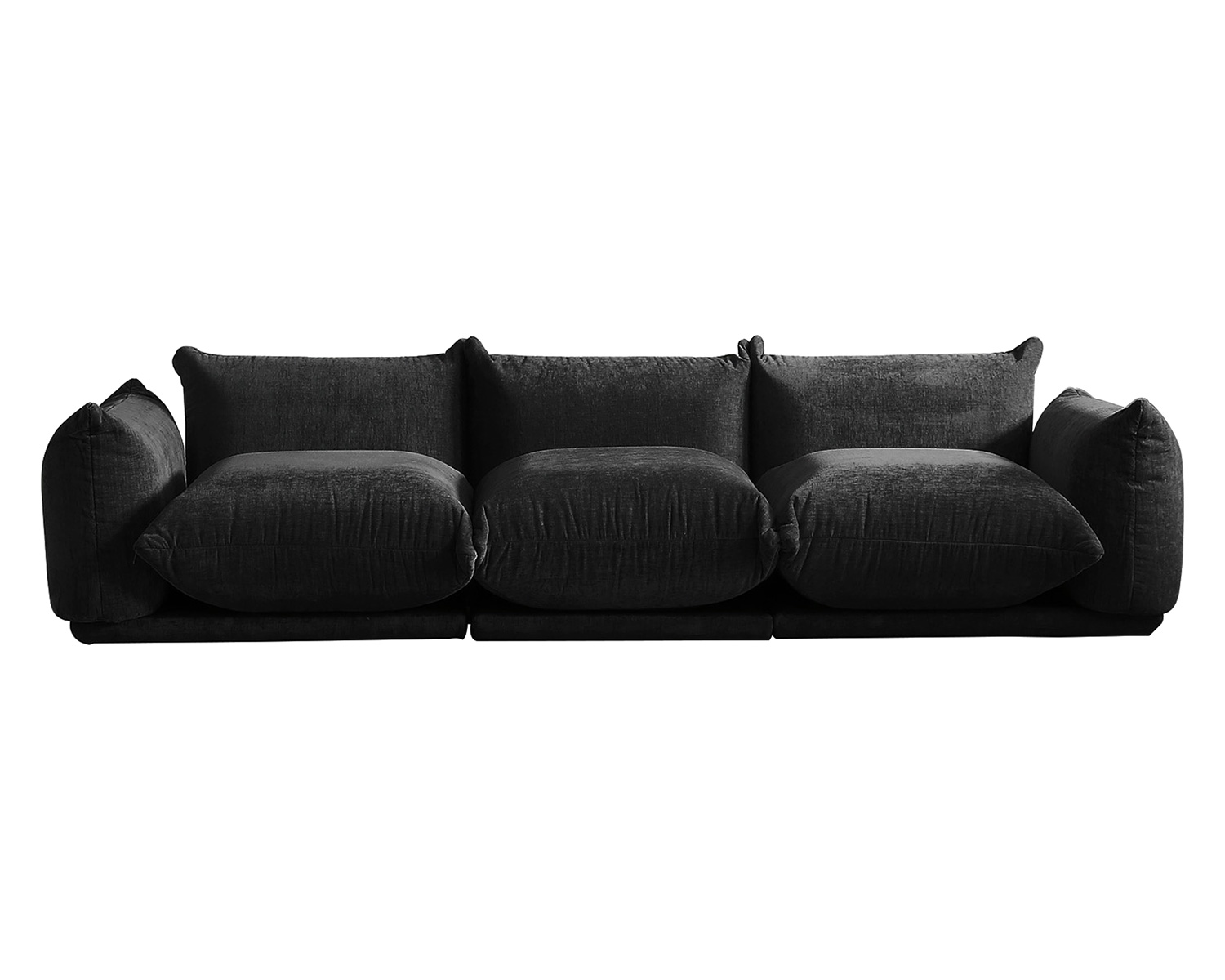 Crenus Sereno 103.93" 3-Seater Sofa Chenille Floor Sectional Couch - Black