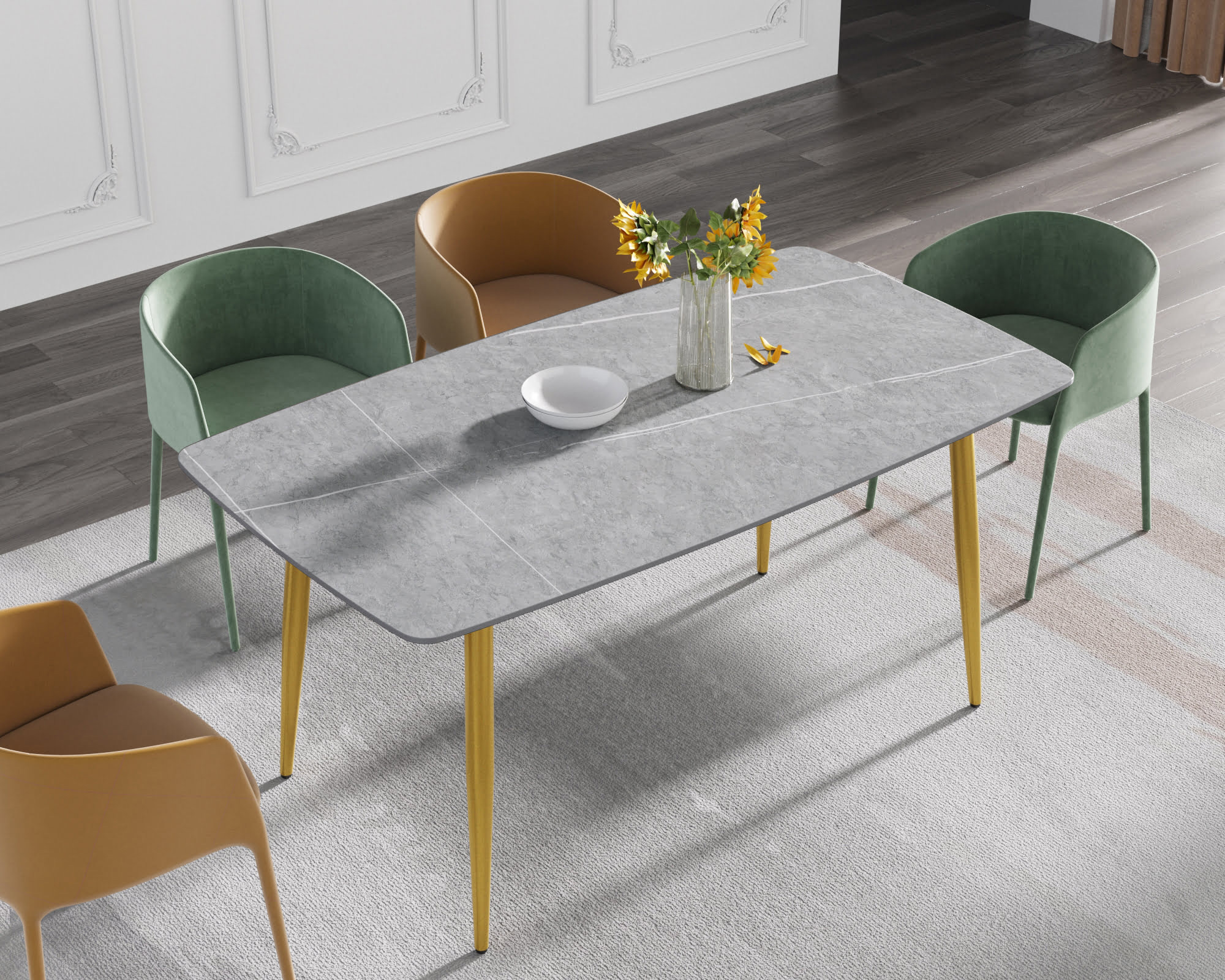 Crenus - Cavaliere Curved Rectangular Dining Table