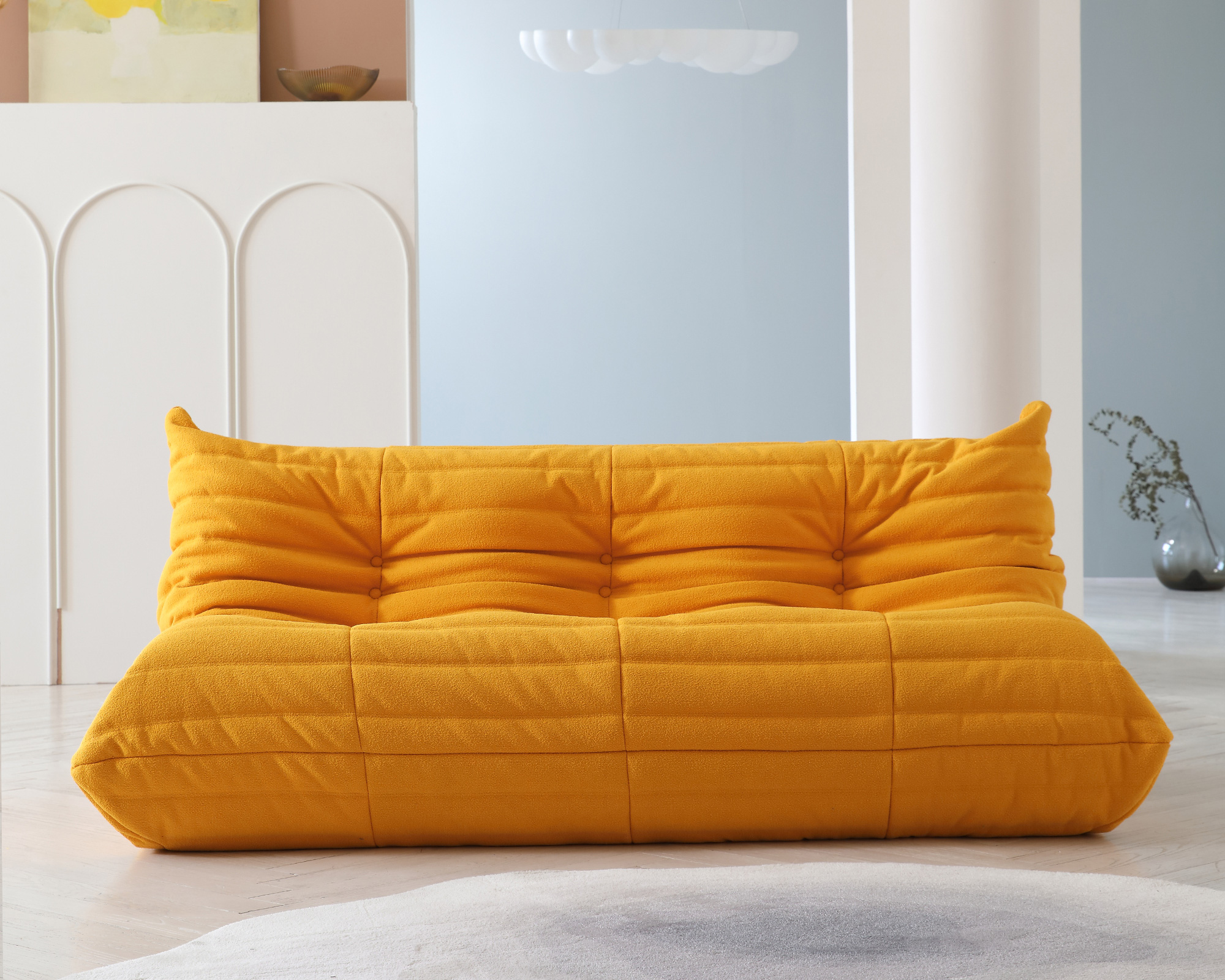 Crenus Caterpillar 68.9" 3 Seater Floor Sofa - Yellow