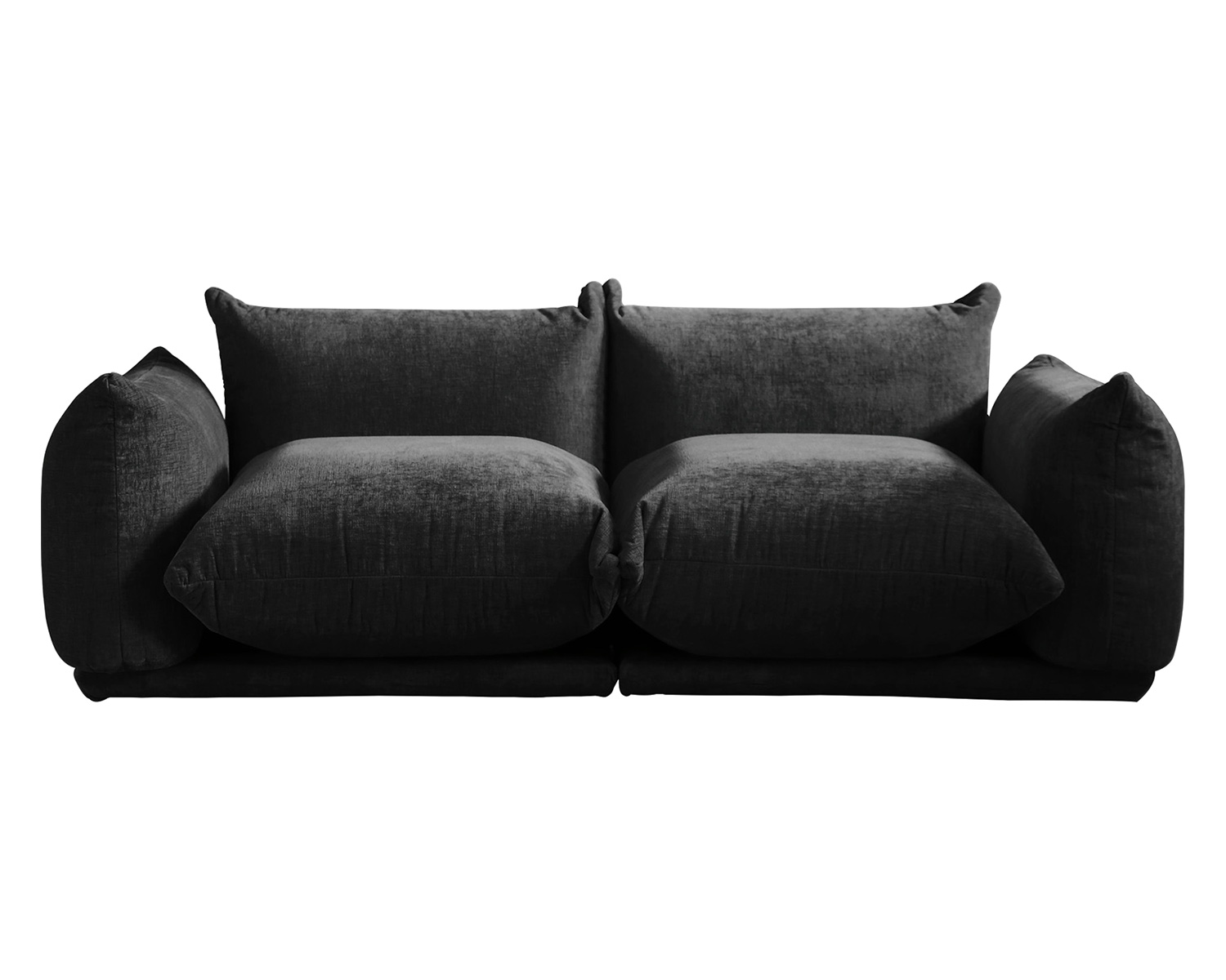 Crenus Sereno 77.16" Loveseat Chenille Sectional Floor Sofa - Black