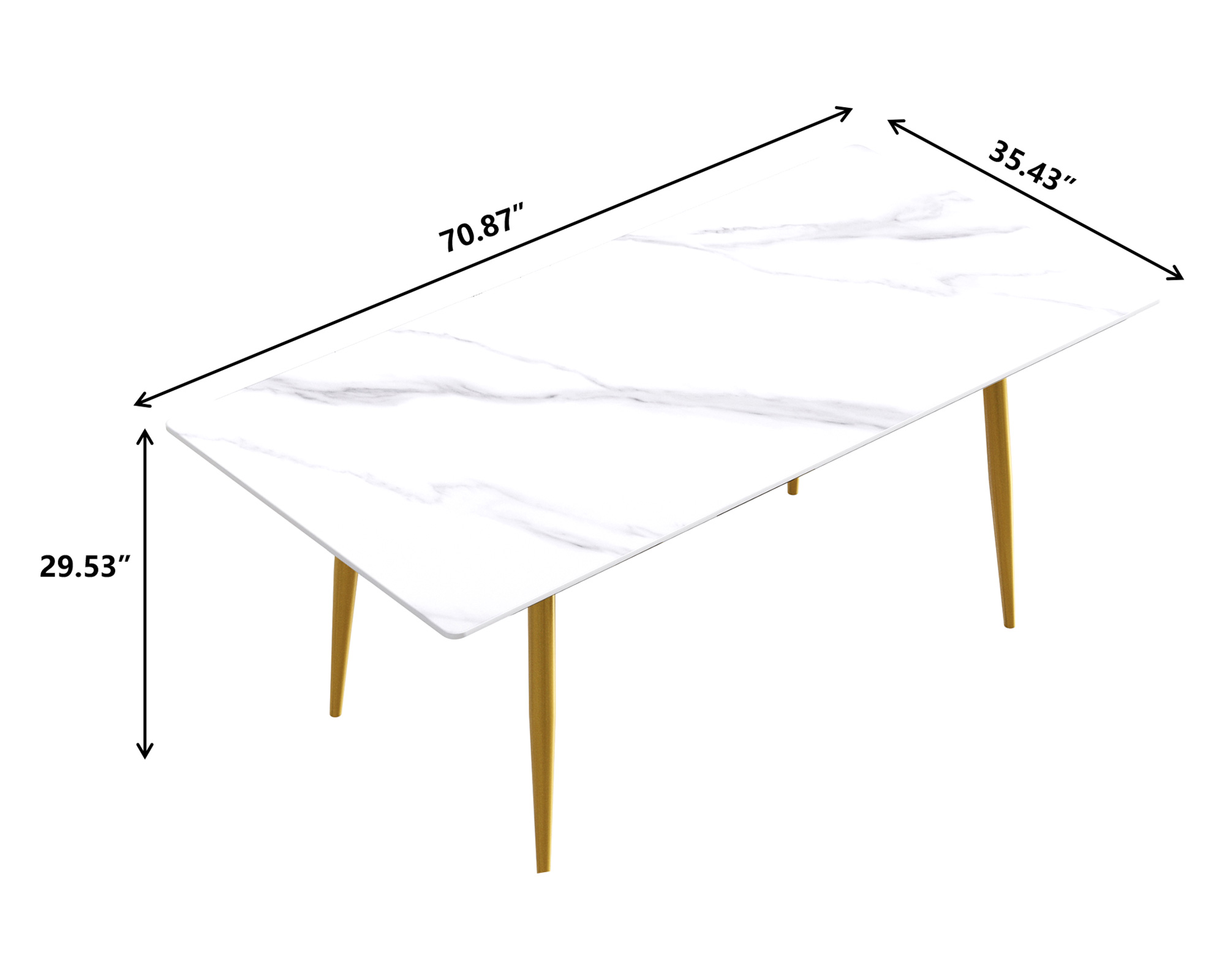 Crenus Sophia Rectangular Dining Table - White/Gold, 63"