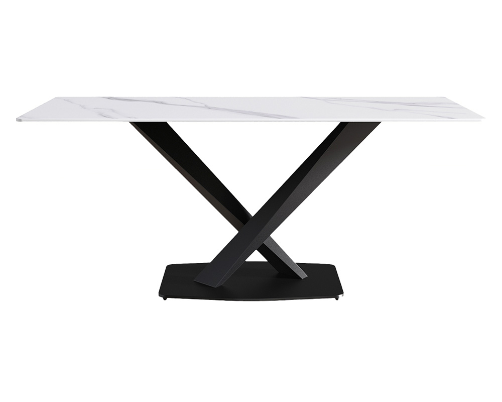 Crenus Pietra Rectangular Dining Table - White/Black, 70.87''