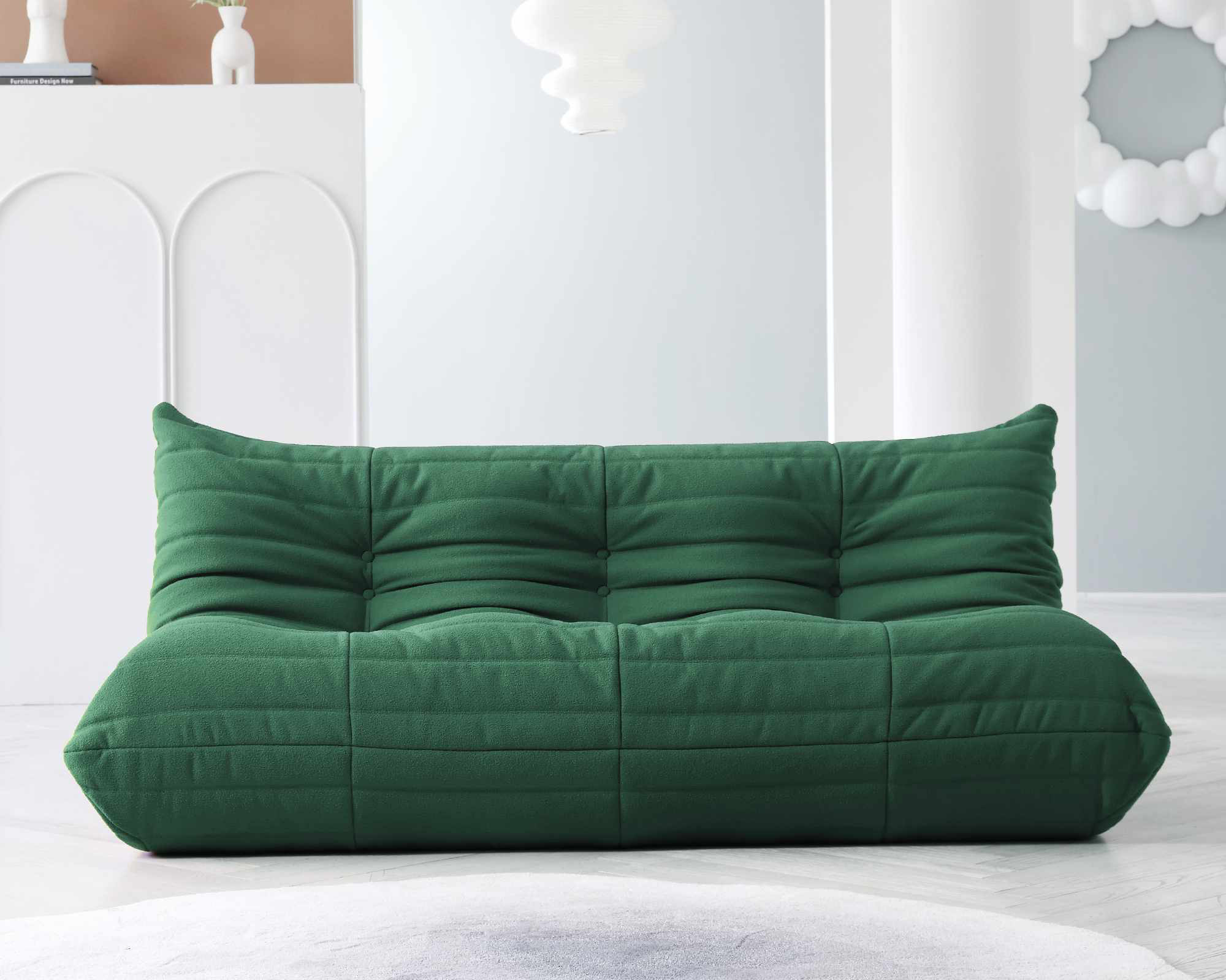 Crenus Caterpillar 68.9" 3 Seater Floor Sofa - Green