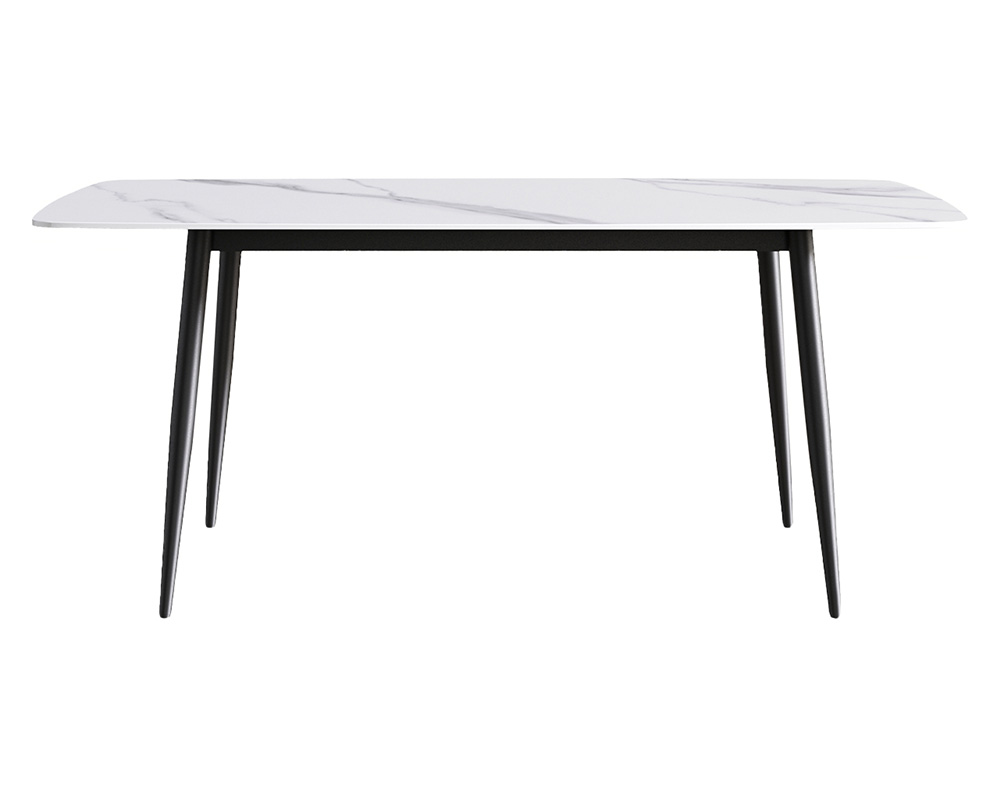 Crenus Cavaliere Curved Rectangular Dining Table - Black/Gold, 70.87''