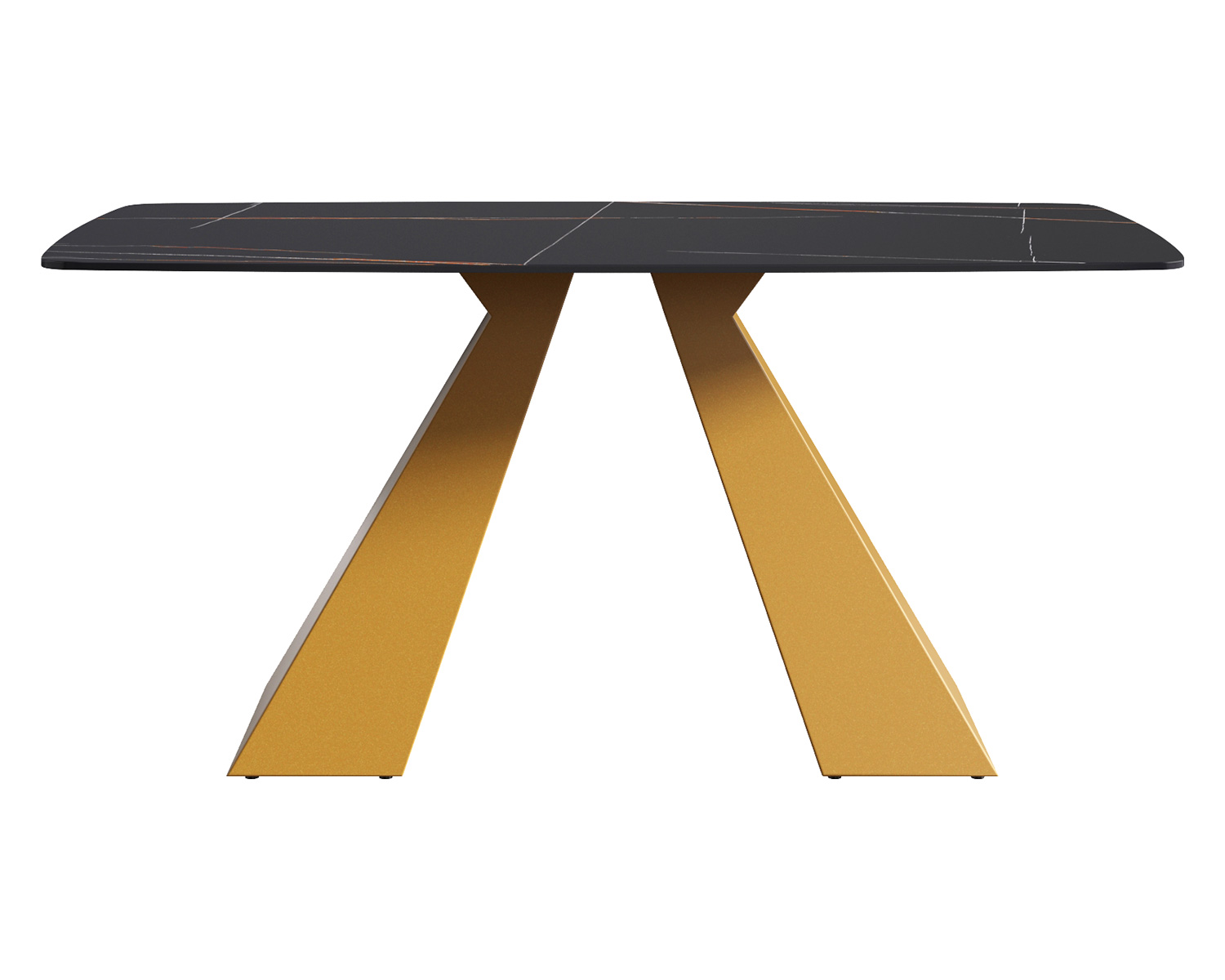 Crenus La Regina Curved Rectangular Dining Table - Pandora/Gold, 63"