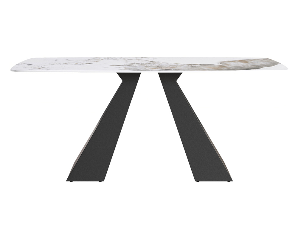 Crenus La Regina Curved Rectangular Dining Table - Pandora/Black, 63"