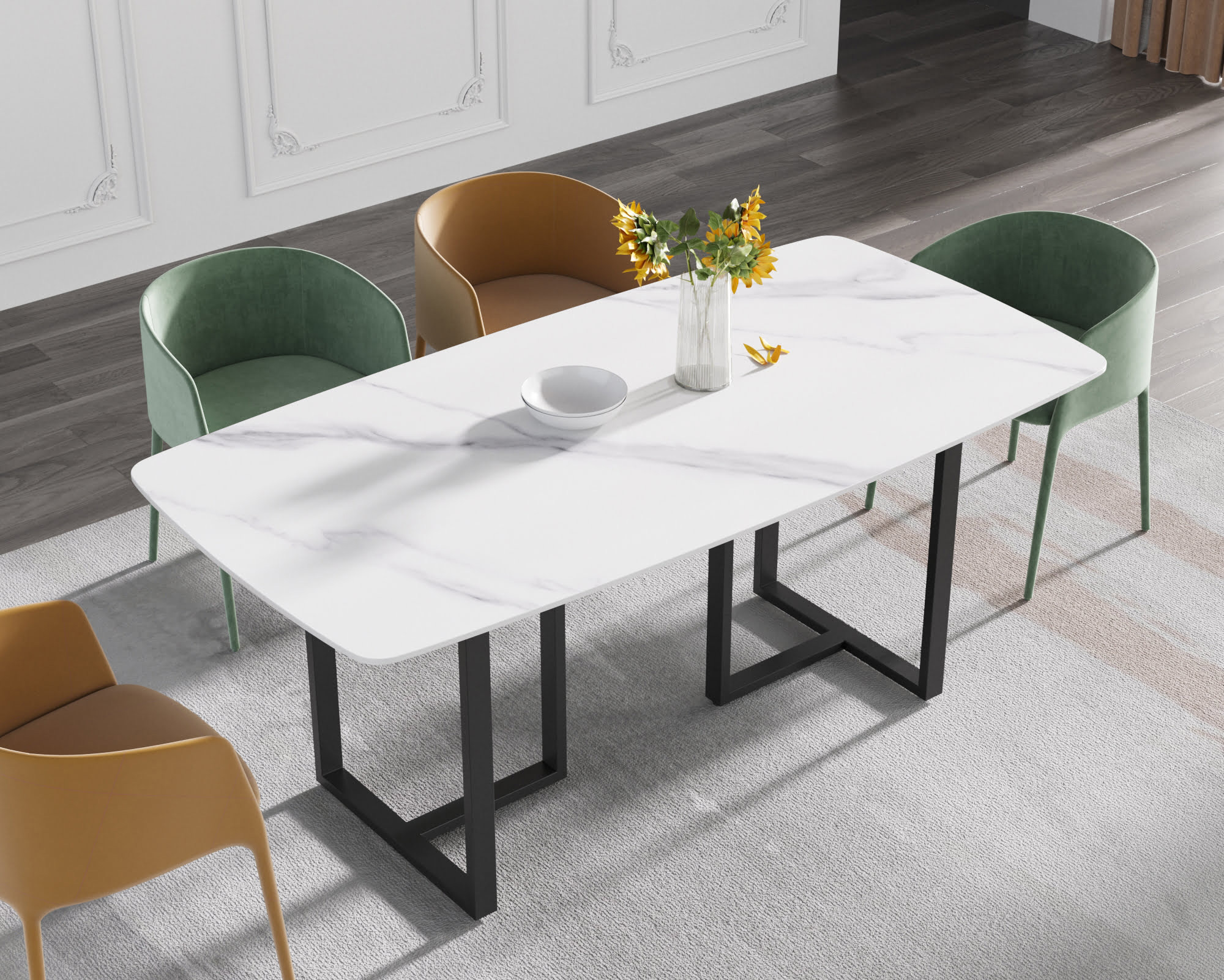 Crenus - Pietra Curved Rectangular Dining Table