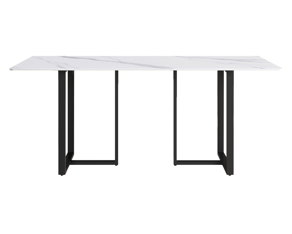 Crenus Trani Rectangular Dining Table - White/Black, 70.87''