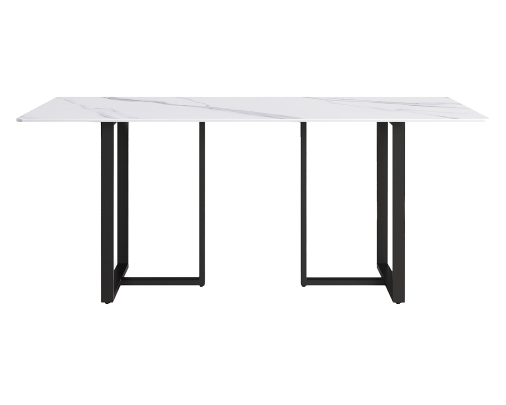 Crenus Trani Rectangular Dining Table - Black/Gold, 70.87''