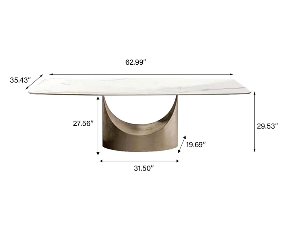 Crenus Hobart Rectangular Dining Table - White/Gold, 62.99”