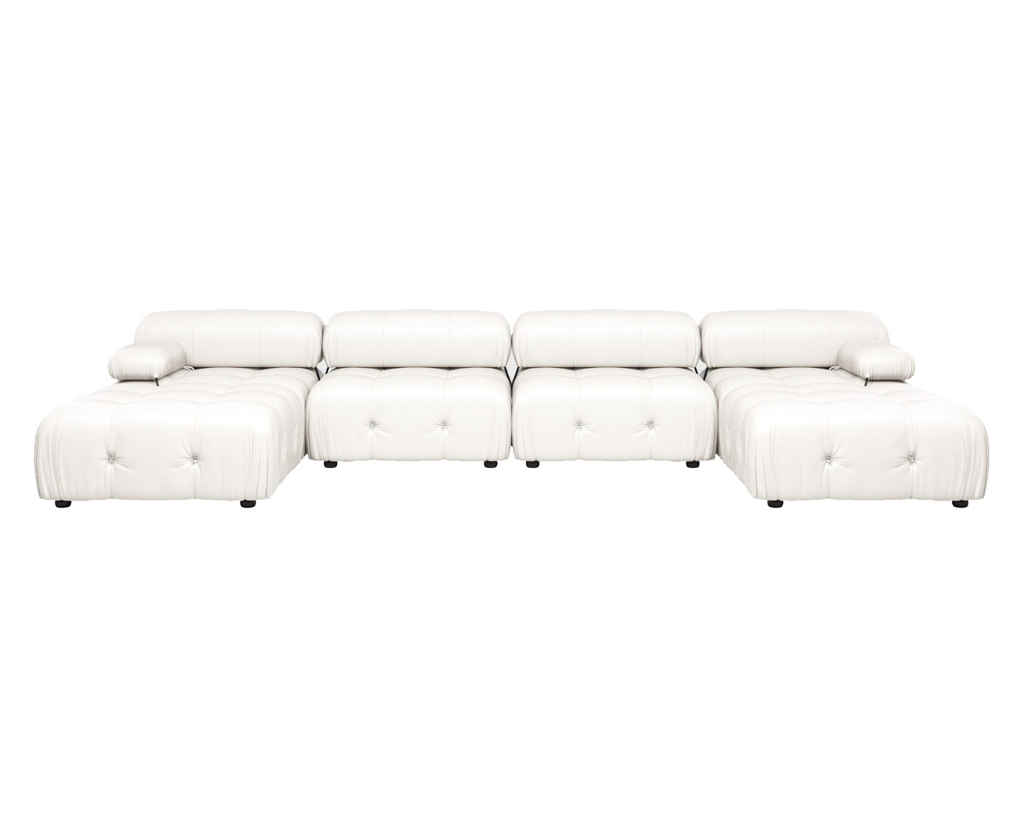 Crenus - Lusso 138.60" U-Shaped Leather Sectional Sofa Lounge With 2 Ottomans