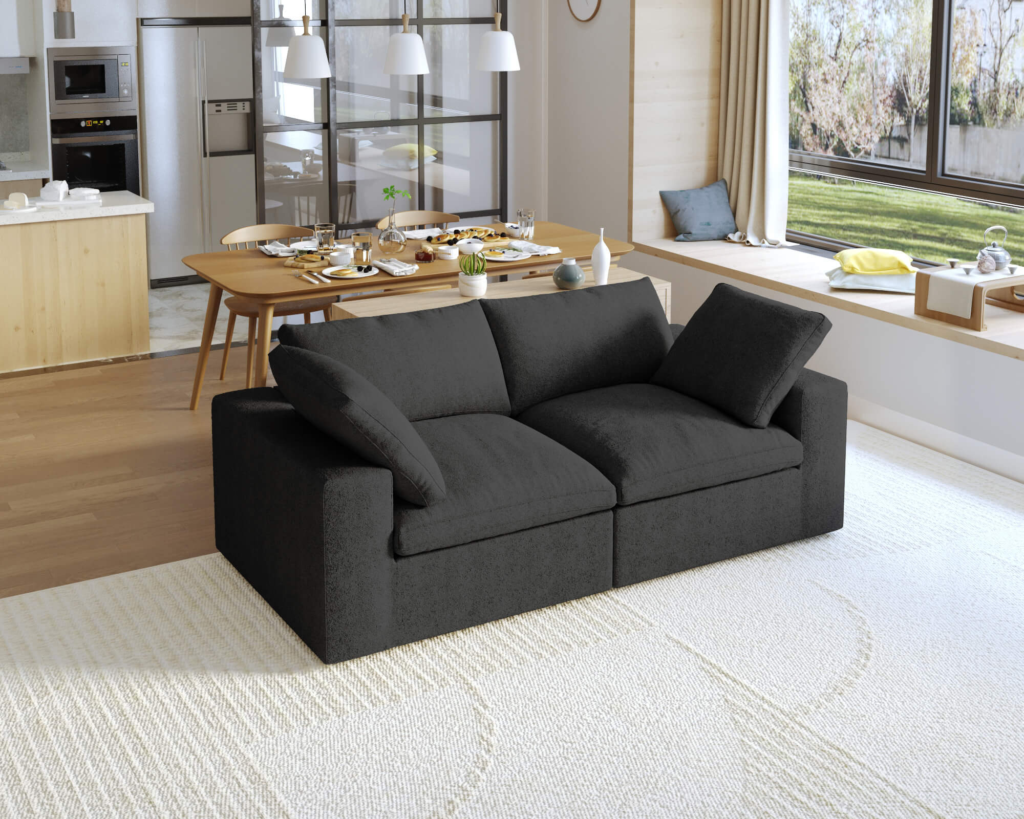 Crenus - Cloud 80.3" Modular Sofa-LoveSeat Removable Sofa Cover