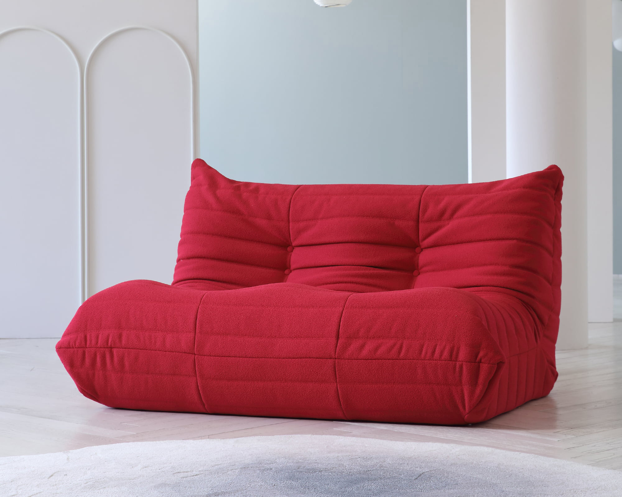 Crenus Caterpillar 53.15″ Floor Loveseat Sofa Teddy Velvet - Red