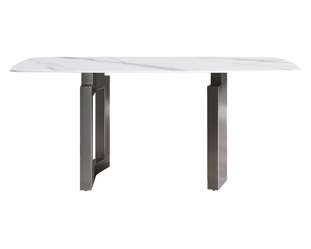 Crenus Basalto Curved Rectangular Dining Table - Pandora/Gray, 63"