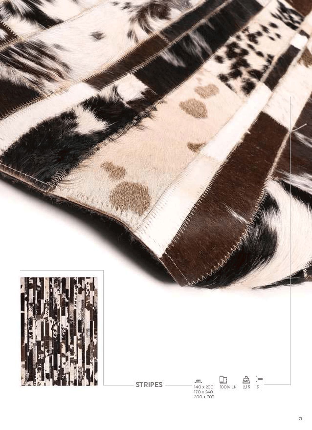 CutCut Stripes Leather Rug - 140x200