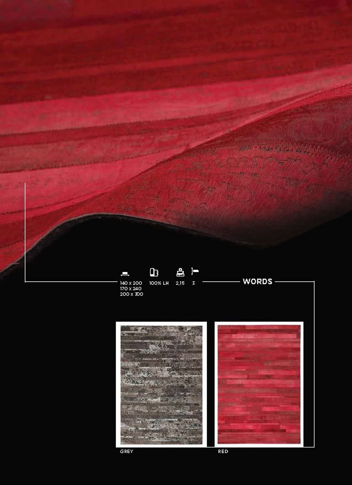 CutCut Words Red Leather Rug - 170x240